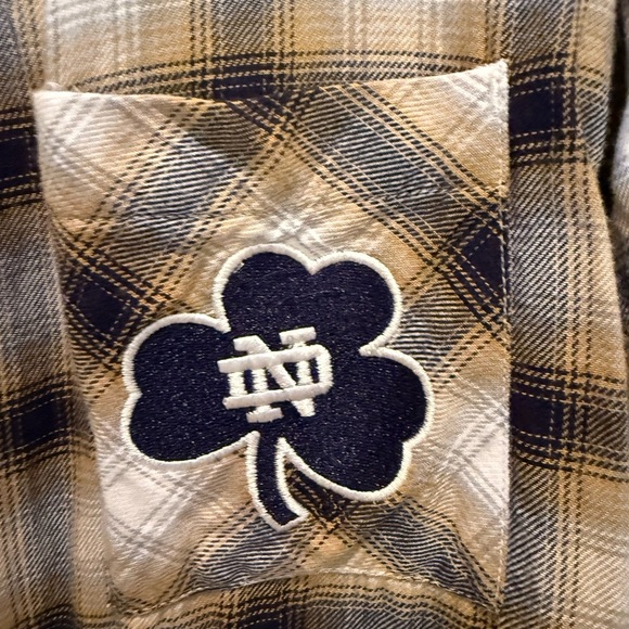 Casual Plaid Button Down Shirt with Notre Dame  Embroidered Logo - Picture 2 of 4